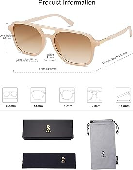 SOJOS Retro Aviator Sunglasses for Women Men,Trendy Rectangle Womens Mens Shades Sun Glasses SJ22... | Amazon (US)