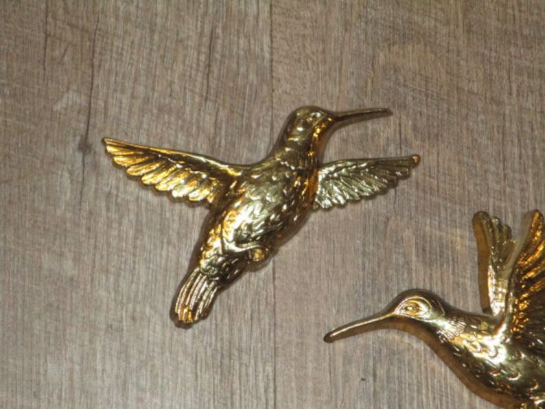 Vintage Home Interior, Flying Gold Hummingbirds, Set of 2, Vintage Homco Bird Wall Hangings/ Wall... | Etsy (US)