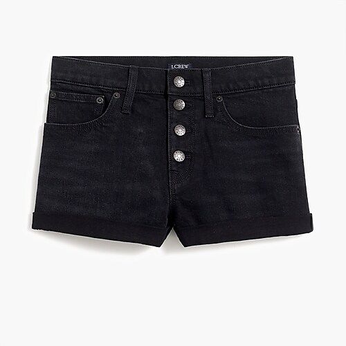 Button-front denim short in washed black | J.Crew Factory