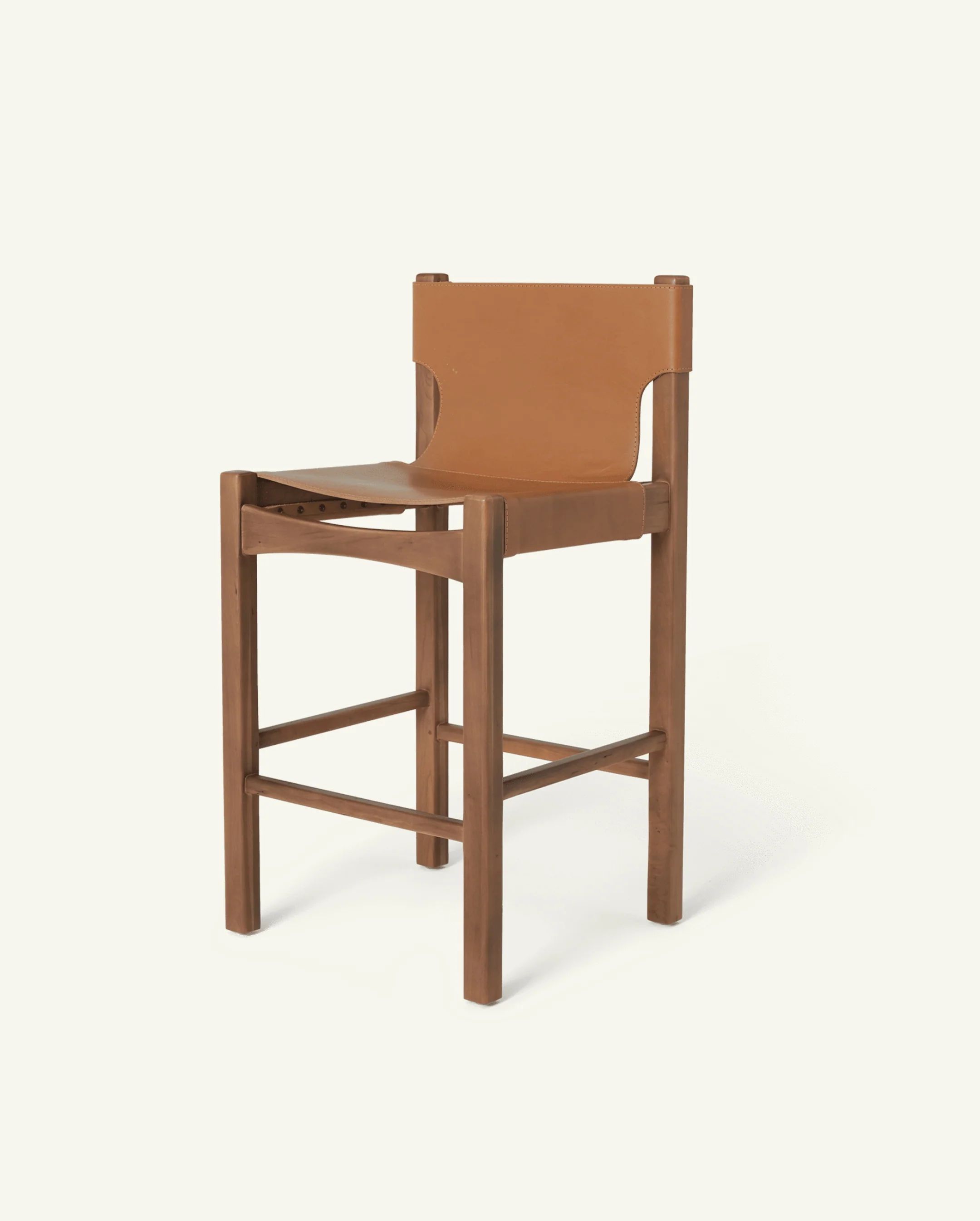 Henrik Stool in Cherry Wood and Full Grain Leather | Hati Home