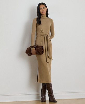 Women's Tie-Front Turtle Neck Dress | Macy's