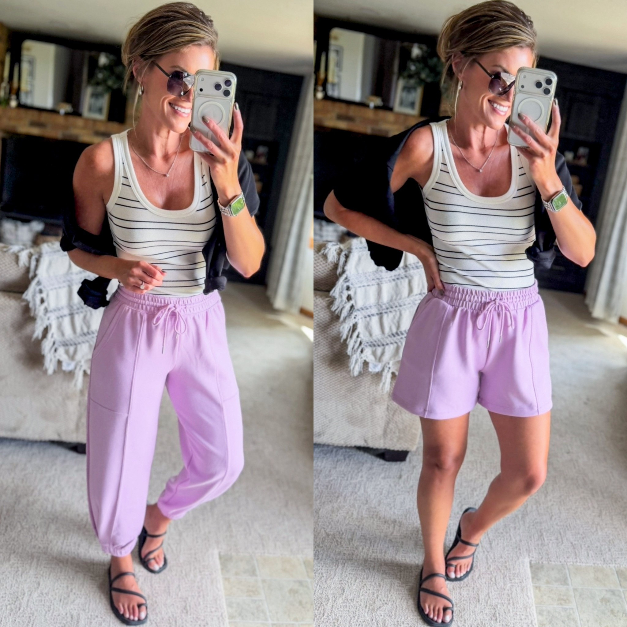Our favorite scuba knit joggers are now available in a shorts version. 
Tank/ XS (for a more fitted look)
Pants/ small
Shorts/ medium
Sweatshirt / small

#LTKSeasonal #LTKOver40 #LTKootd