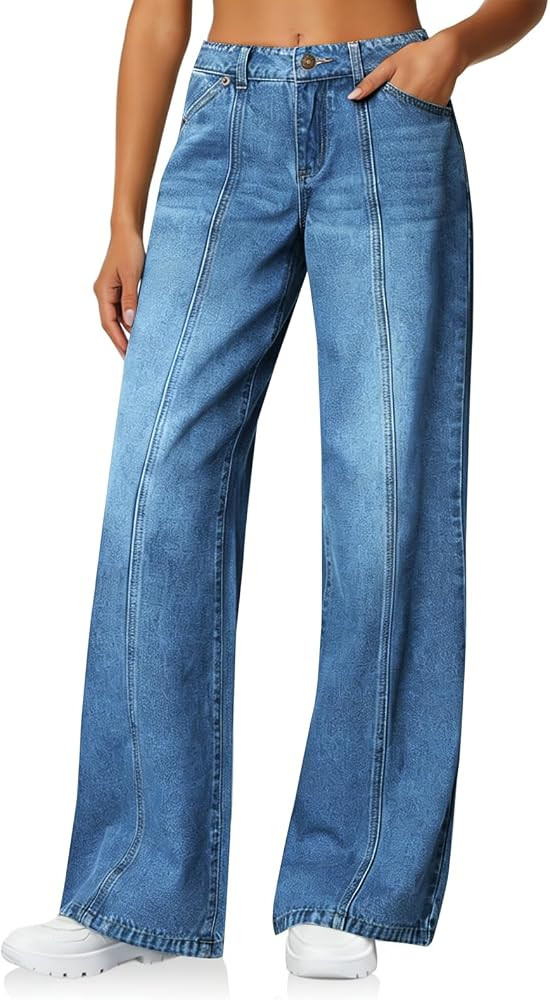 Cicy Bell Womens Wide Leg Jeans High Waisted Stretchy Baggy Denim Pants | Amazon (US)