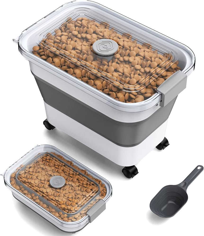 Dog Food Storage Container, 15-23 Lbs Collapsible Dog Food Container with Transparent Airtight Li... | Amazon (US)