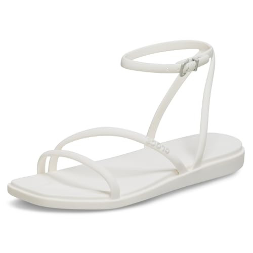 Crocs Women's Miami Ankle Strap Sandals | Adjustable Heel Strap | 360 Degree Comfort| Croslite Foam Footbed, Chalk, 6 | Amazon (US)