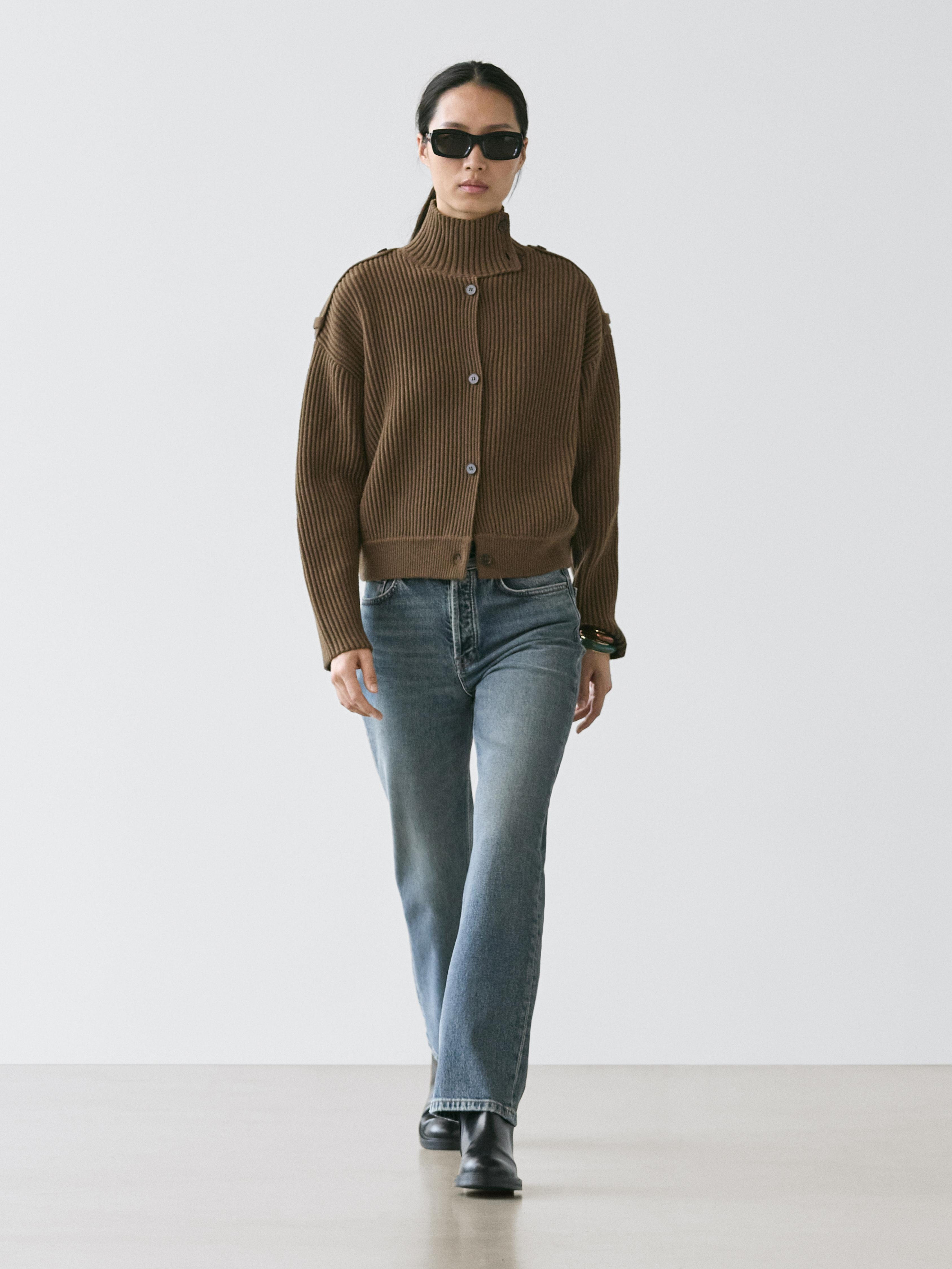 Wool knit cardigan with button details | Zara US
