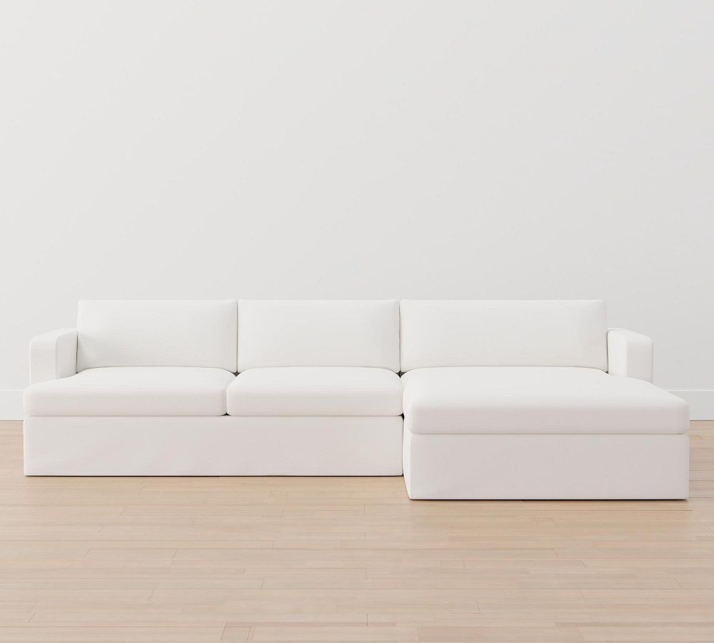 Serene Slipcovered Sofa Double Chaise Sectional | Pottery Barn (US)