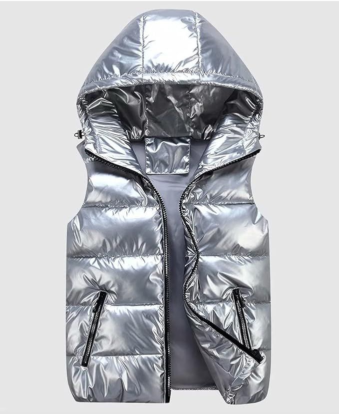 Hooded Shiny Insulated Puffer Vest Women Winter Padded Sleeveless Down Puffer Jacket | Amazon (US)