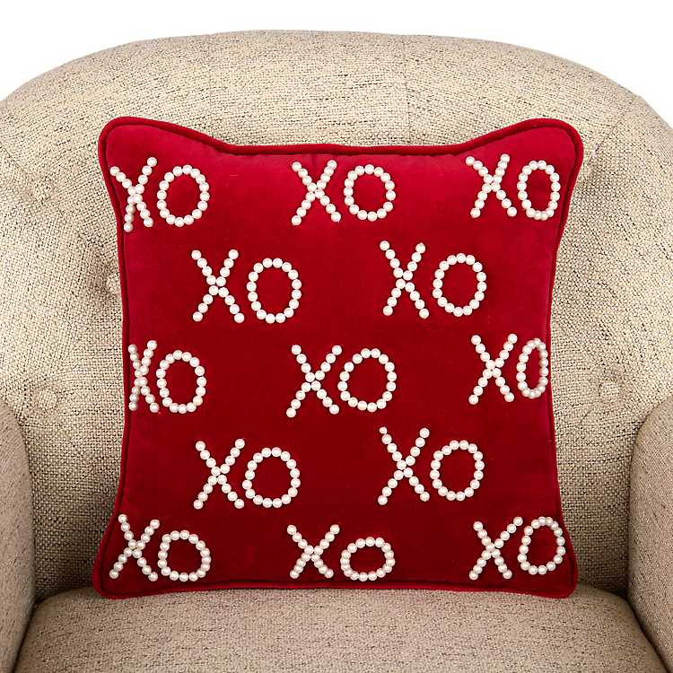 New! Red Velvet Pearl XOXO Pillow | Kirklands