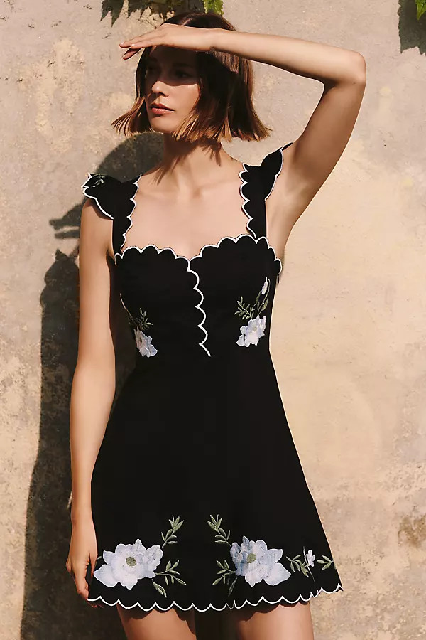 By Anthropologie 100% Cotton Scalloped Mini Dress | Anthropologie (US)