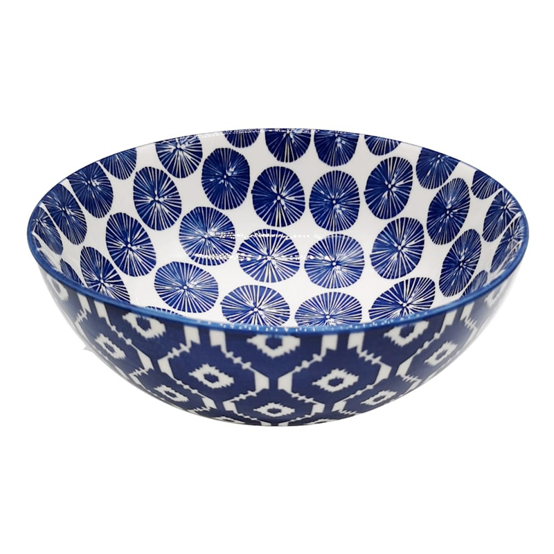 Blue & White Dot Print Ceramic Bowl | At Home