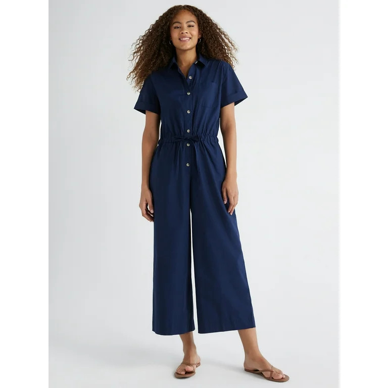 Free Assembly Women’s Wide Leg Utility Jumpsuit, 25 1/4” Inseam, Sizes XS-XXL | Walmart (US)