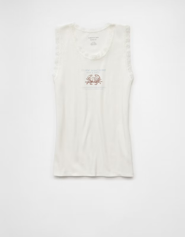 AE Graphic Lace Trim Tank Top | American Eagle Outfitters (US & CA)