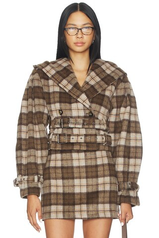 AFRM The Crop Trench Jacket in Brown & Tan from Revolve.com | Revolve Clothing (Global)