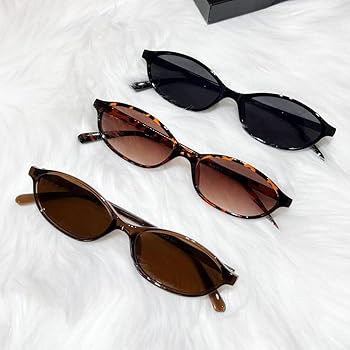 KUGUAOK Retro Oval Sunglasses for Women 90s Design Small Cat Eye Sun Glasses UV Protection Y2k Tr... | Amazon (US)
