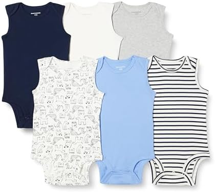 Amazon Essentials Unisex Babies' Sleeveless Cotton Rib Bodysuits, Pack of 6 | Amazon (US)
