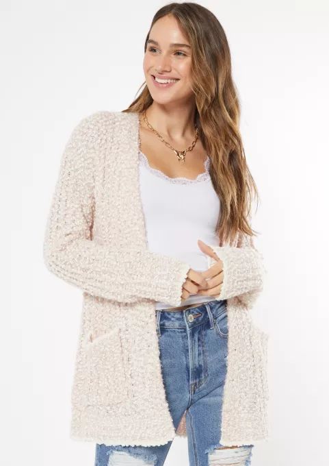 Ivory Boucle Open Front Cardigan | rue21