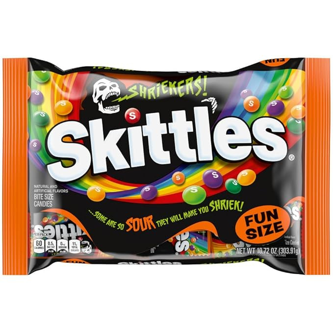 SKITTLES Shriekers Sour Fun Size Chewy Halloween Candy, 10.72oz | Amazon (US)