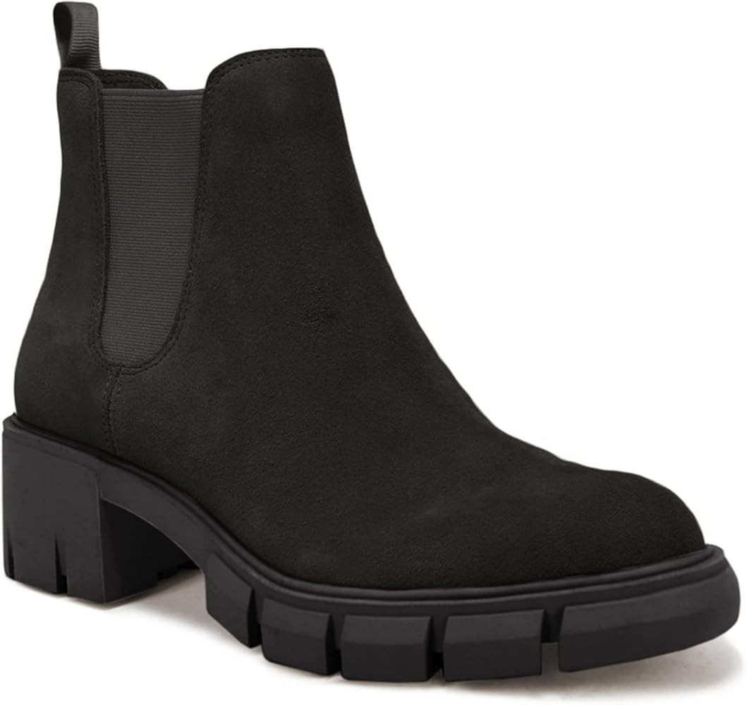 Juliet Holy Womens Lug Sole Platform Ankle Booties Chelsea Slip on Chunky Block Heel Leather Comb... | Amazon (US)