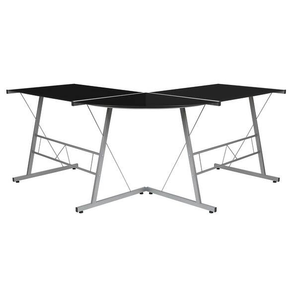 L-shaped Glass and Metal Corner Desk | Bed Bath & Beyond