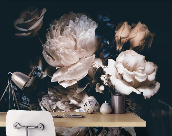 Badillo Peony Dark Romantic Floral Pink Bouquet Wall Mural | Wayfair Professional