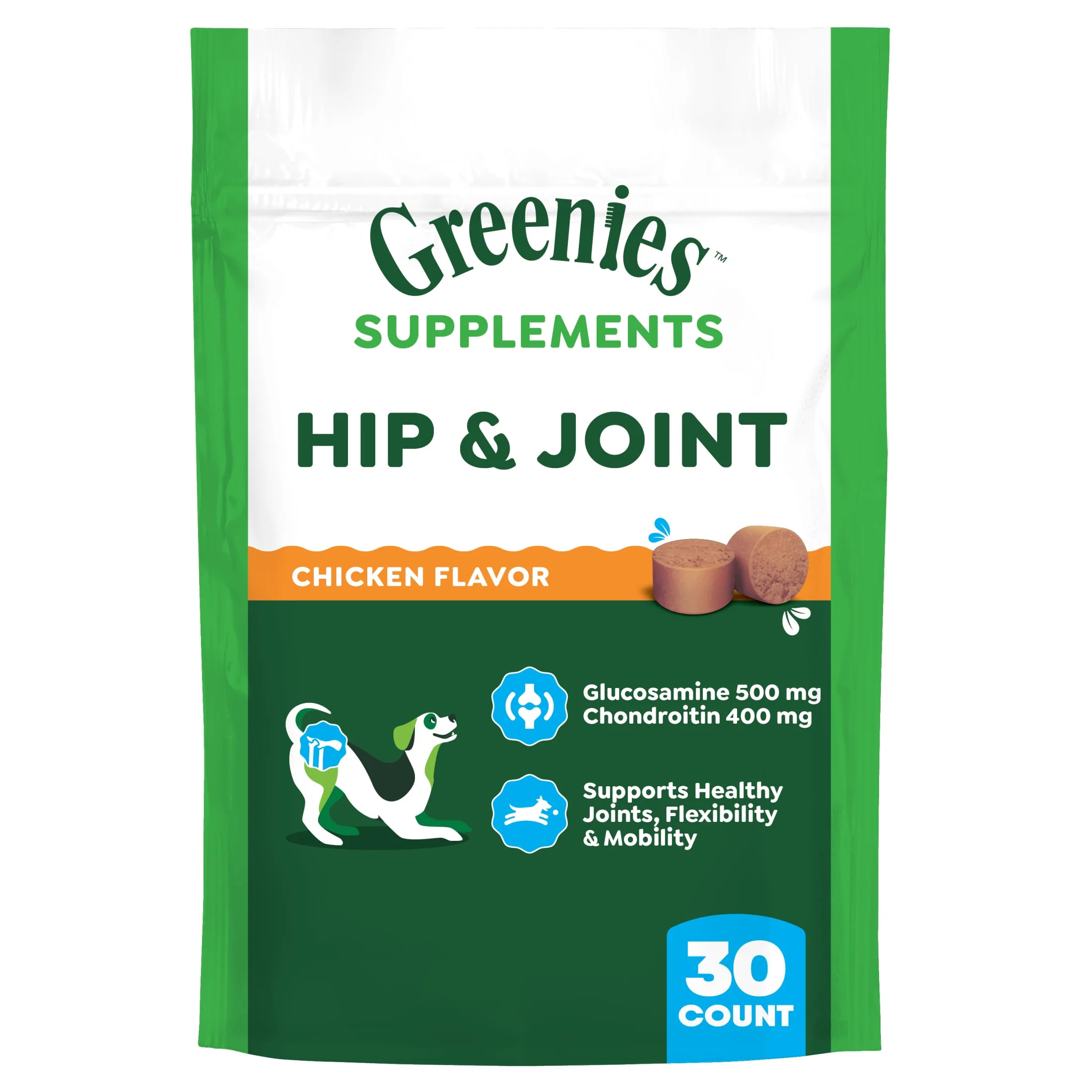 Greenies Hip and Joint Supplements for Dogs, Chicken Flavor, 6.08 oz, 30-Count Soft Chews | Walmart (US)