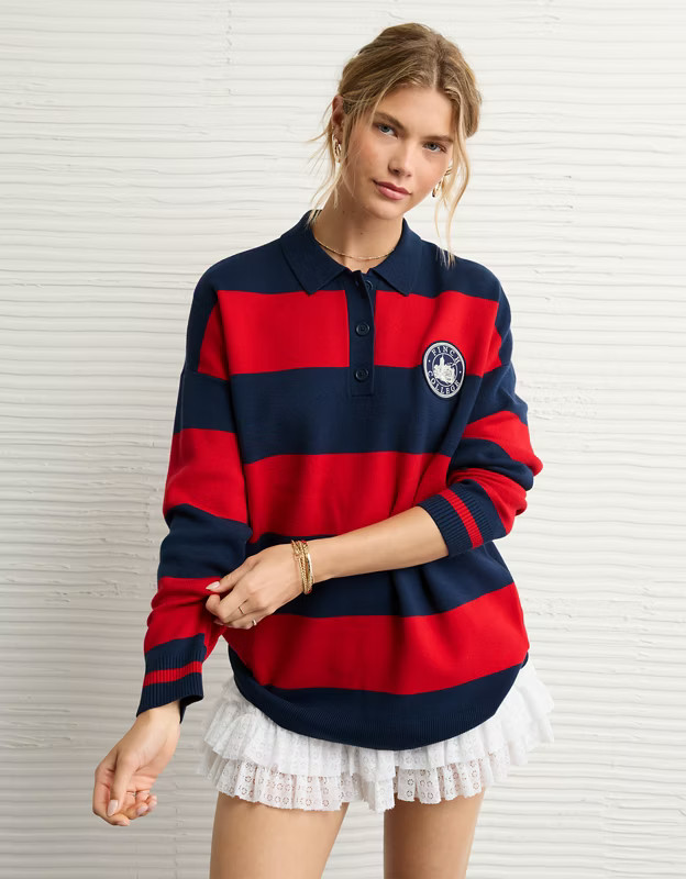 AE x The Summer I Turned Pretty Rugby Polo Sweater | American Eagle Outfitters (US & CA)