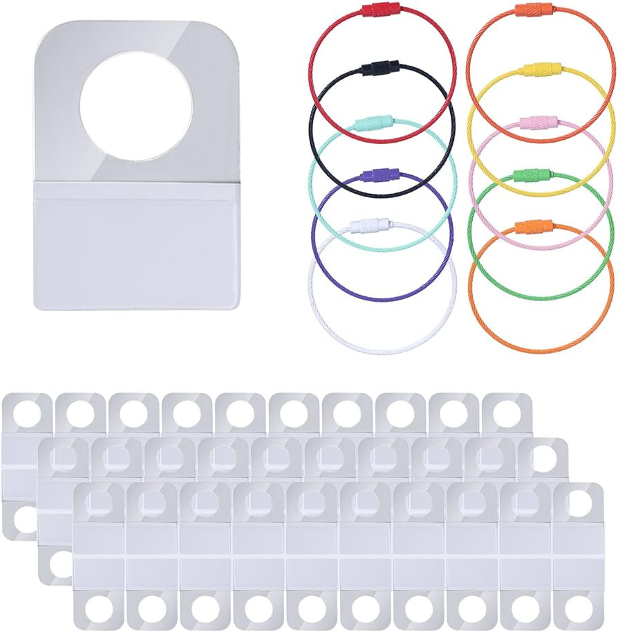 Holder for Yoto Cards Rings and Tabs, 60pcs 1.26x0.87in Self Adhesive Labels and 10pcs Stainless ... | Amazon (US)