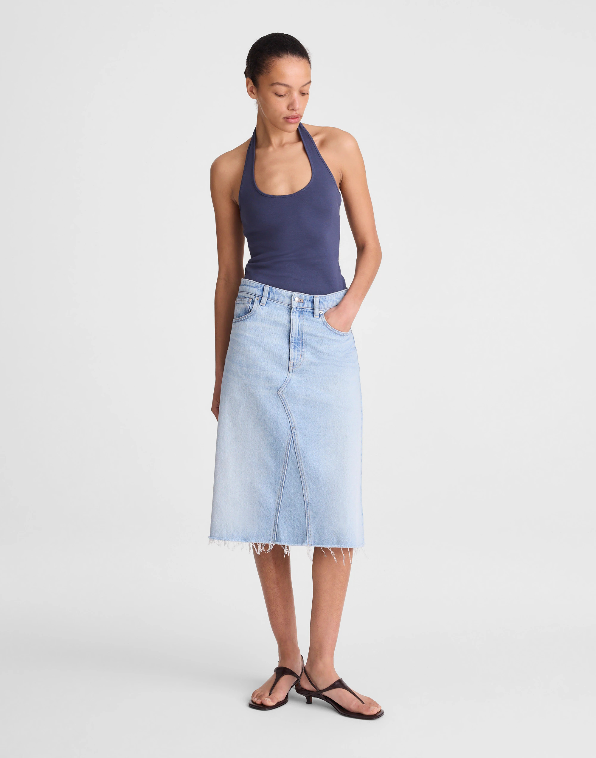 Denim Midi Skirt in Foster Wash | Madewell