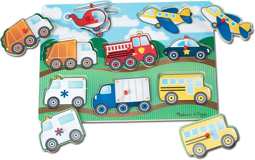 Melissa & Doug Vehicles Wooden Peg Puzzle (8 pcs) | Amazon (US)