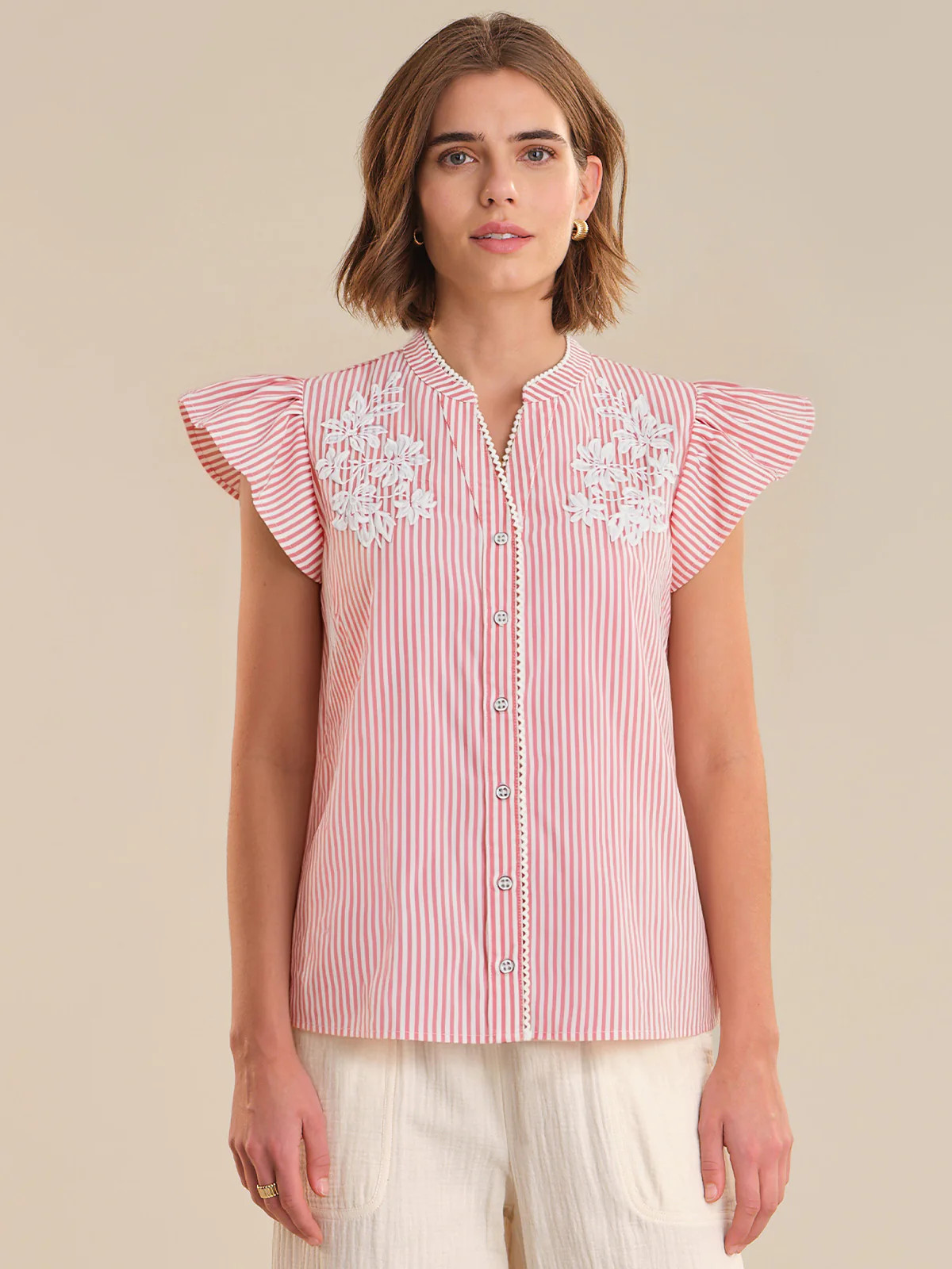 89th & Madison Stripe Ruffle Sleeve Top | 89th + Madison