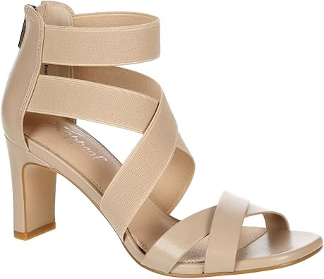 XAPPEAL Elline - Women's Zip-Up Elastic Ankle Strap Heel Open Toe Dress Sandal | Amazon (US)