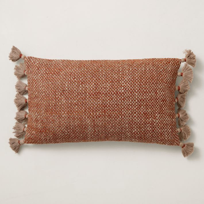 Two-Tone Chunky Linen Tassels Pillow Cover | West Elm (US)