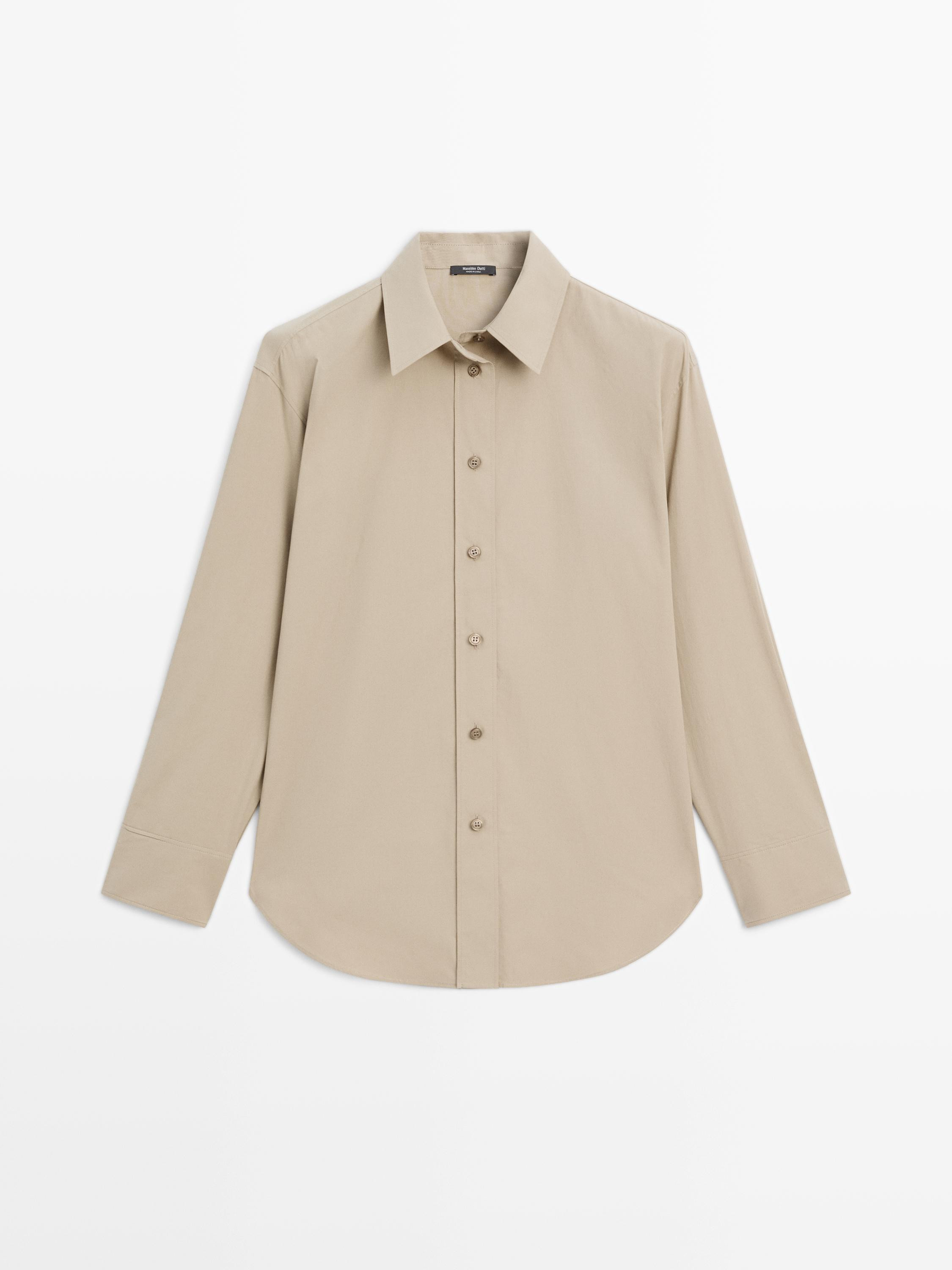 Long 100% cotton poplin shirt | Massimo Dutti UK