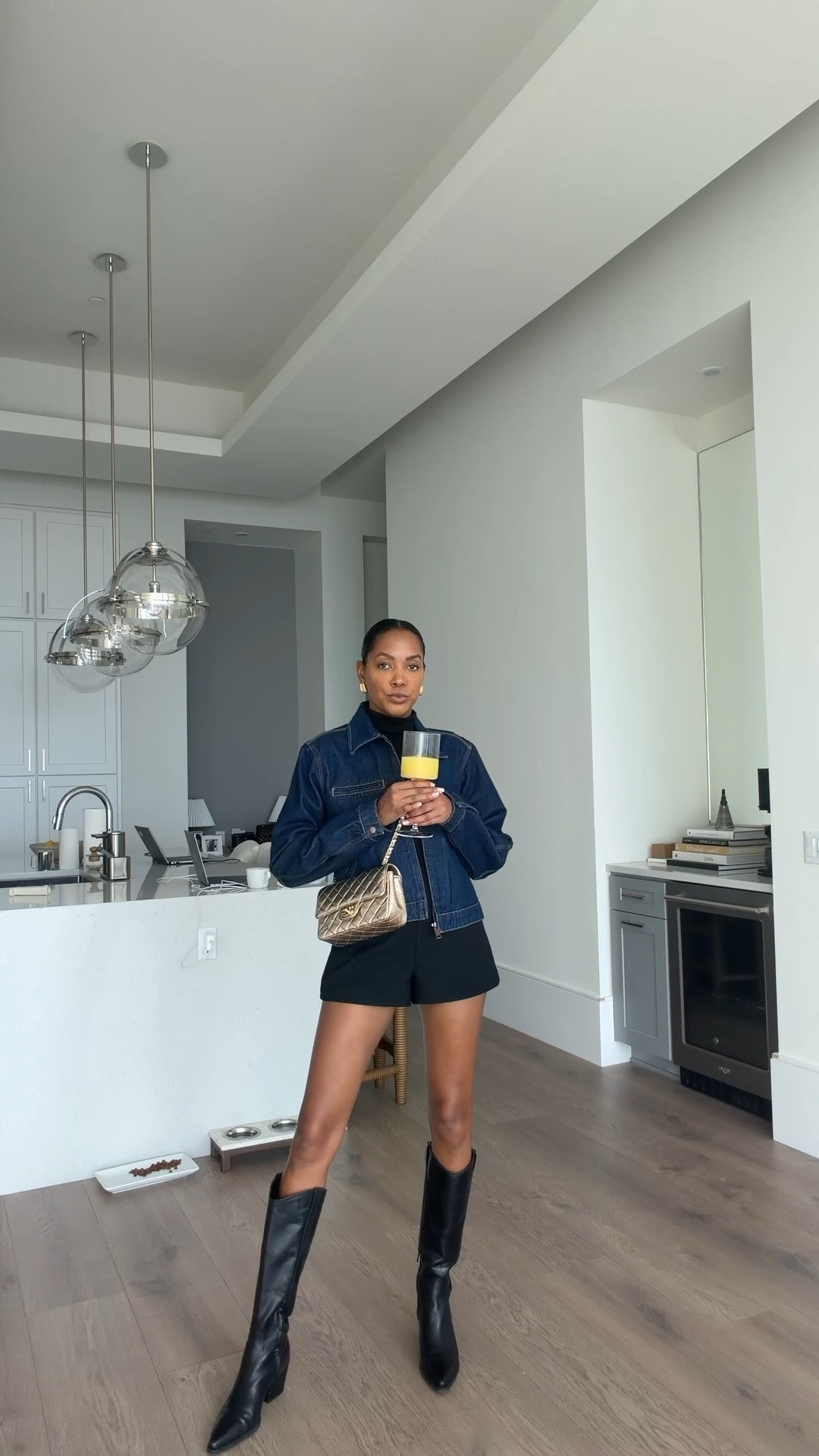 Fall Transition Outfit | game day outdoor, football game outfit, everyday style, simple all black outfit, denim jacket outfit, cowboy boots, knee high boot outfit, favorite fall boots, what I wore, ootd, simple style, elevated outfit 

#LTKShoeCrush #LTKStyleTip