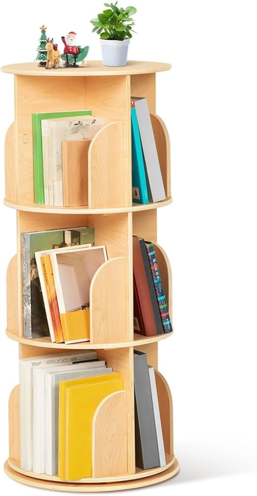 OOOK Kids Rotating Bookshelf, Small Corner Bookshelf for Small Space, 360 Display 3 Tier Floor St... | Amazon (US)