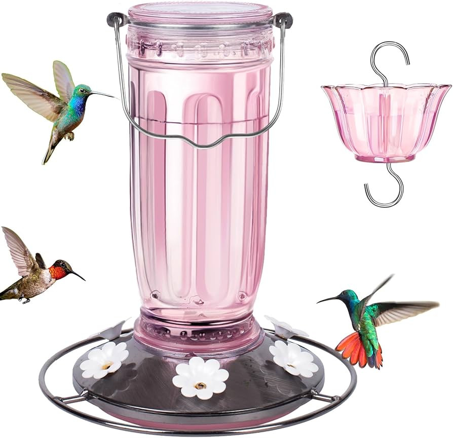 Kingsyard Glass Hummingbird Feeder for Outdoors Wild Bird Feeder with 6 Feeding Ports Hanging for... | Amazon (US)