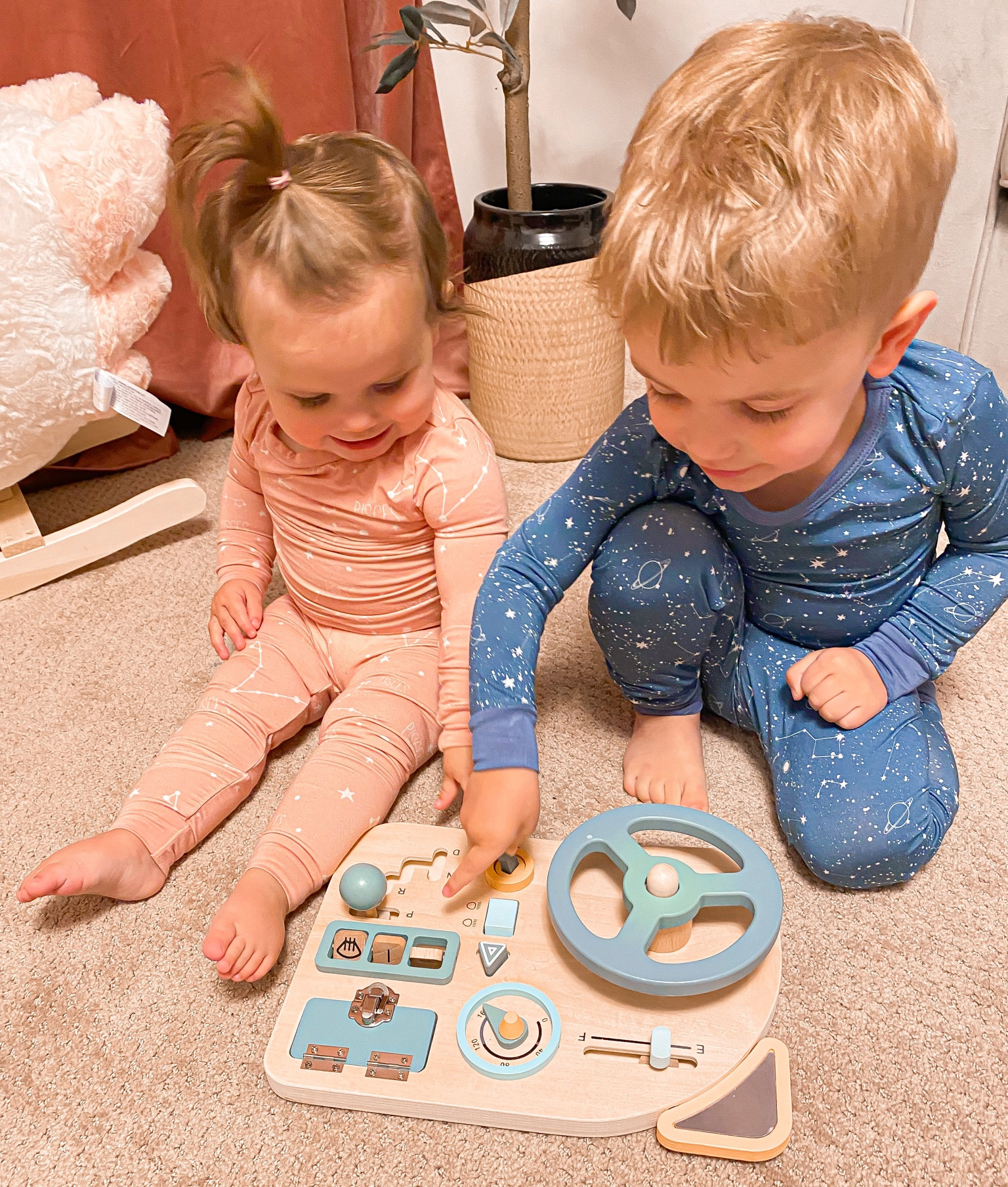 What a 2.5 year age gap looks like. My little best friends. 
House Of Henry Co has the cutest horoscopes collection and I want every single thing. They also have the most aesthetic toys like..look at this busy board!! Finally a brand that has cute clothes AND cute toys #ad

#LTKBaby #LTKGiftGuide #LTKKids