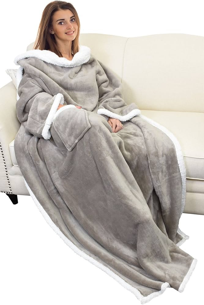Catalonia Sherpa Wearable Blanket with Sleeves Arms, Comfy Sleeved TV Wrap Blanket, Large Snuggly... | Amazon (US)
