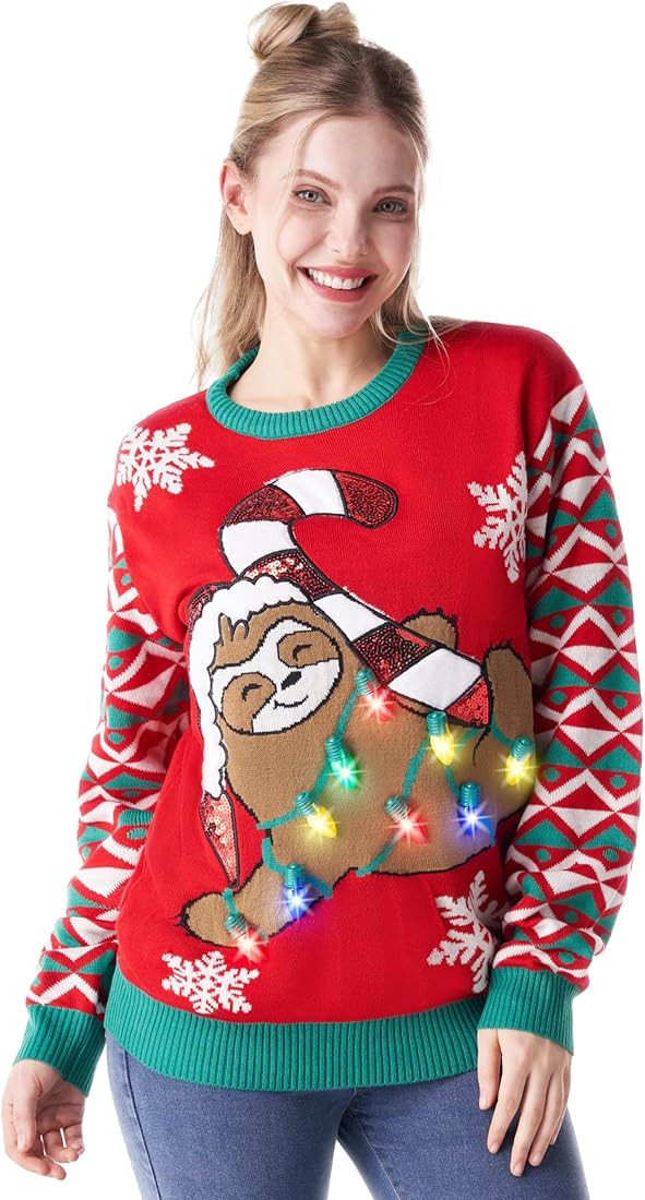 Giggling Getup Family Matching Ugly Christmas Sweater, Light Up Ugly Christmas Sweater for Women/... | Amazon (US)