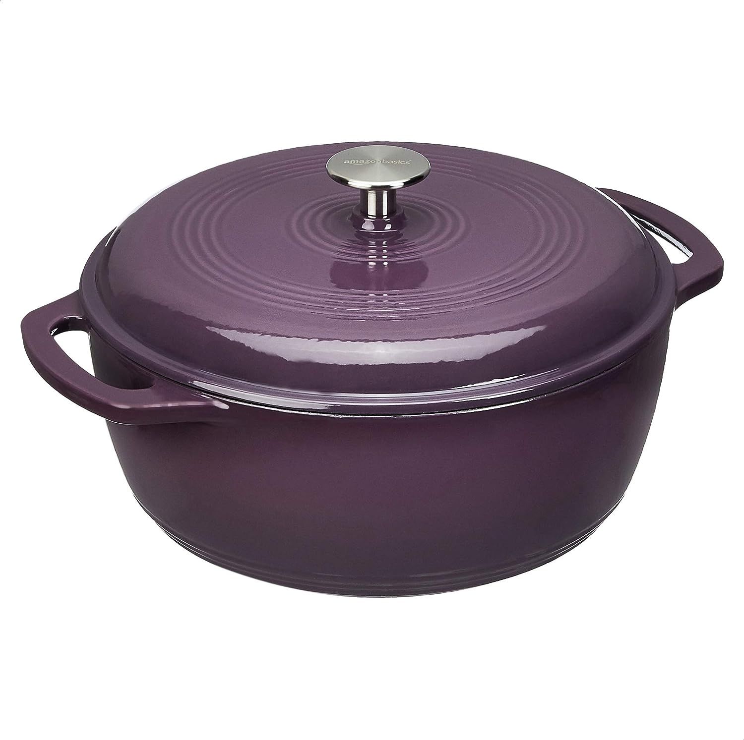 Amazon Basics Enameled Cast Iron Covered Dutch Oven, 6-Quart, Purple | Amazon (US)