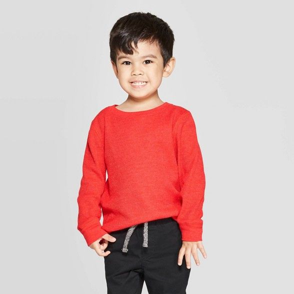 Toddler Boys' Thermal Long Sleeve T-Shirt - Cat & Jack™ Red | Target