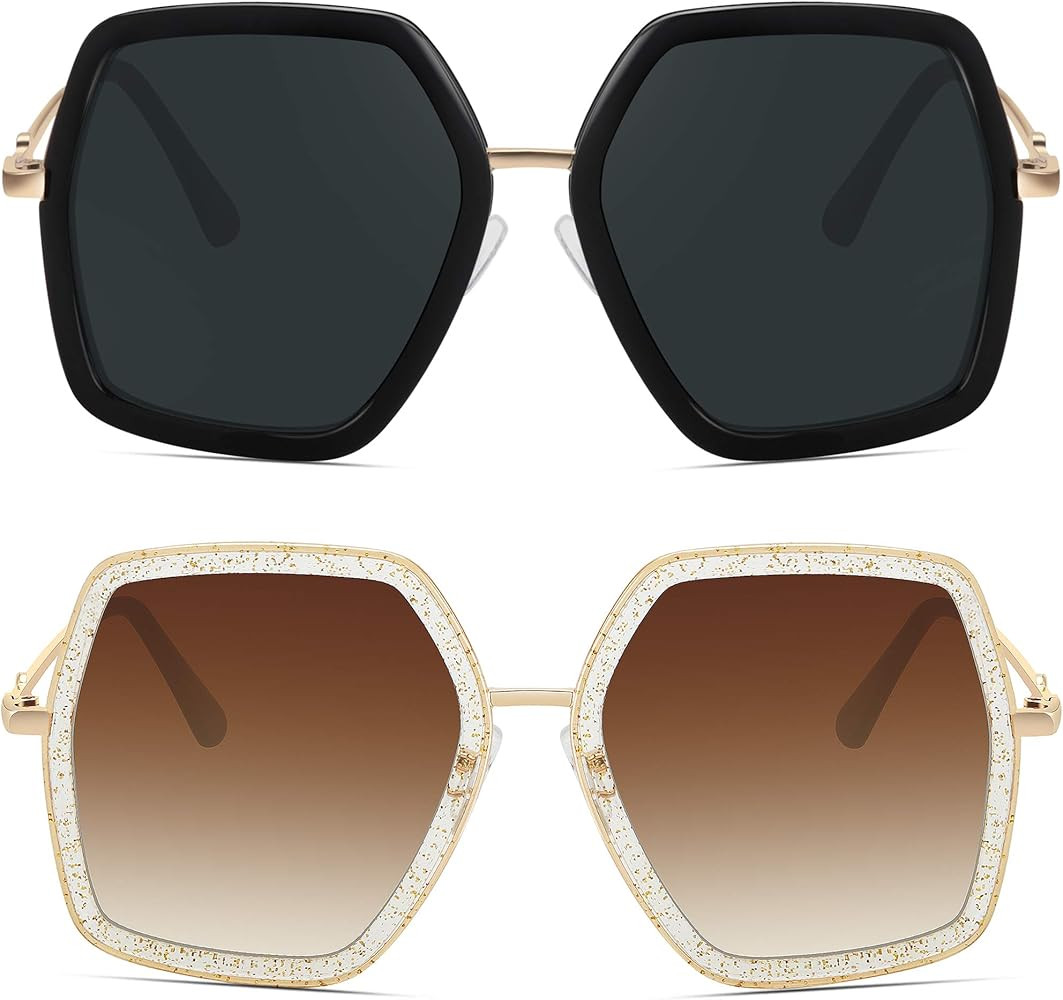 WOWSUN Oversized Big Fashion Sunglasses For Women Irregular Fashion Shades | Amazon (US)