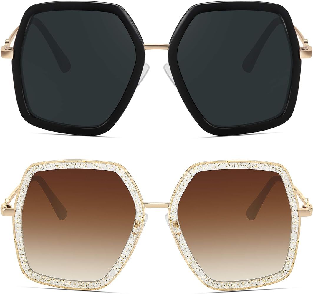 WOWSUN Oversized Big Fashion Sunglasses For Women Irregular Fashion Shades | Amazon (US)