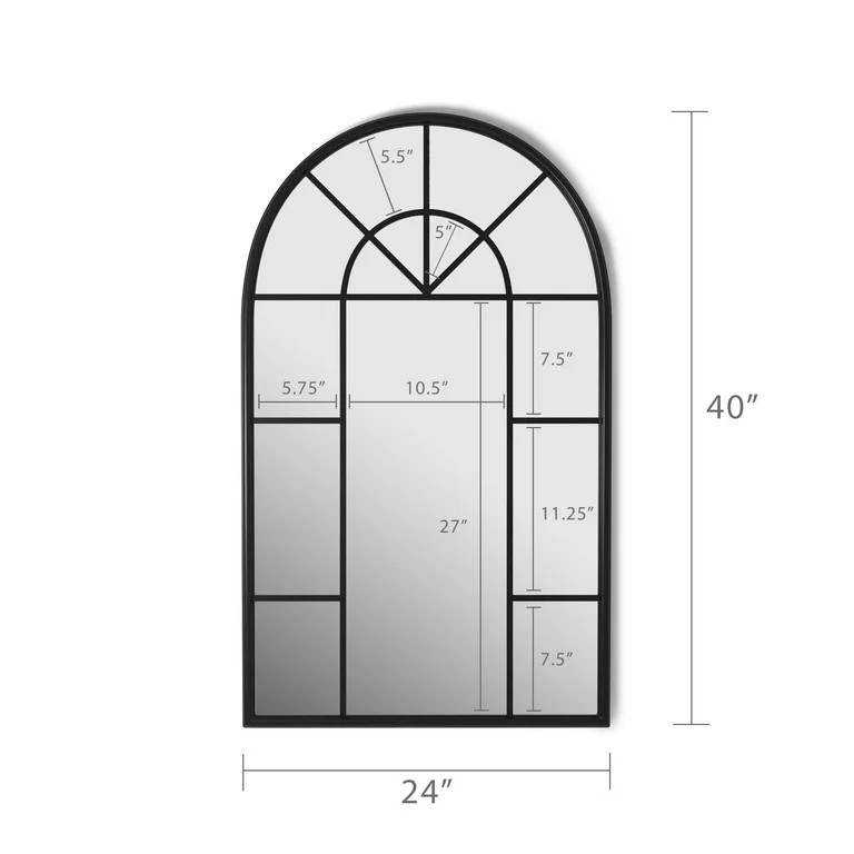 Barnyard Designs 24x40 Cathedral Black Metal Mirror for Wall, Large Mirror Wall-Mounted Mirrors, ... | Walmart (US)