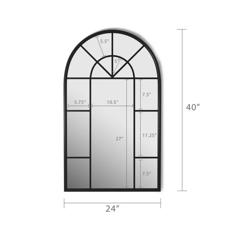Barnyard Designs 24x40 Cathedral Black Metal Mirror for Wall, Large Mirror Wall-Mounted Mirrors, ... | Walmart (US)