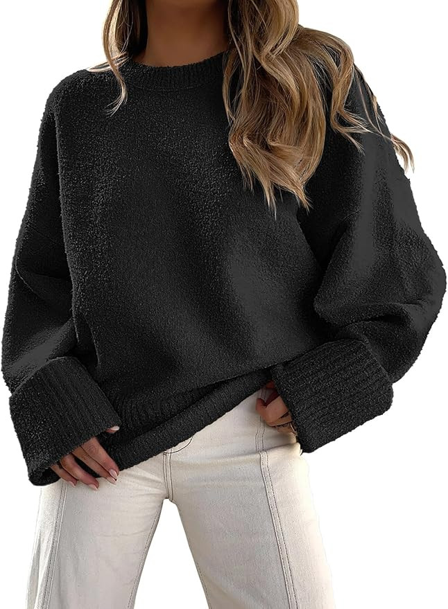 Prinbara Womens Oversized Sweater Crewneck Long Sleeve Fuzzy Knit Chunky Warm Pullover Sweaters T... | Amazon (US)