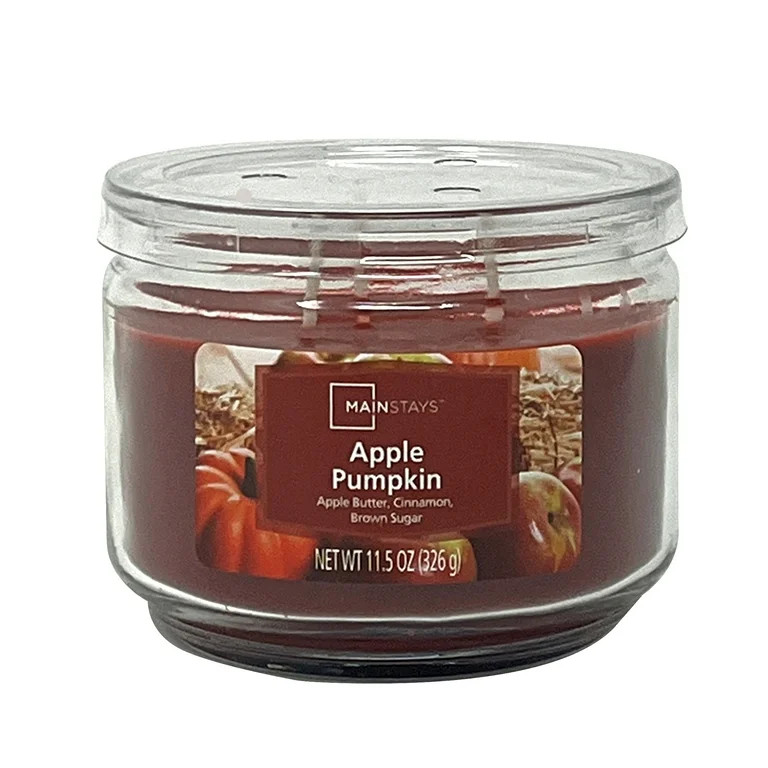 Mainstays 3-Wick 11.5 oz Glass Jar Candle, Apple Pumpkin | Walmart (US)
