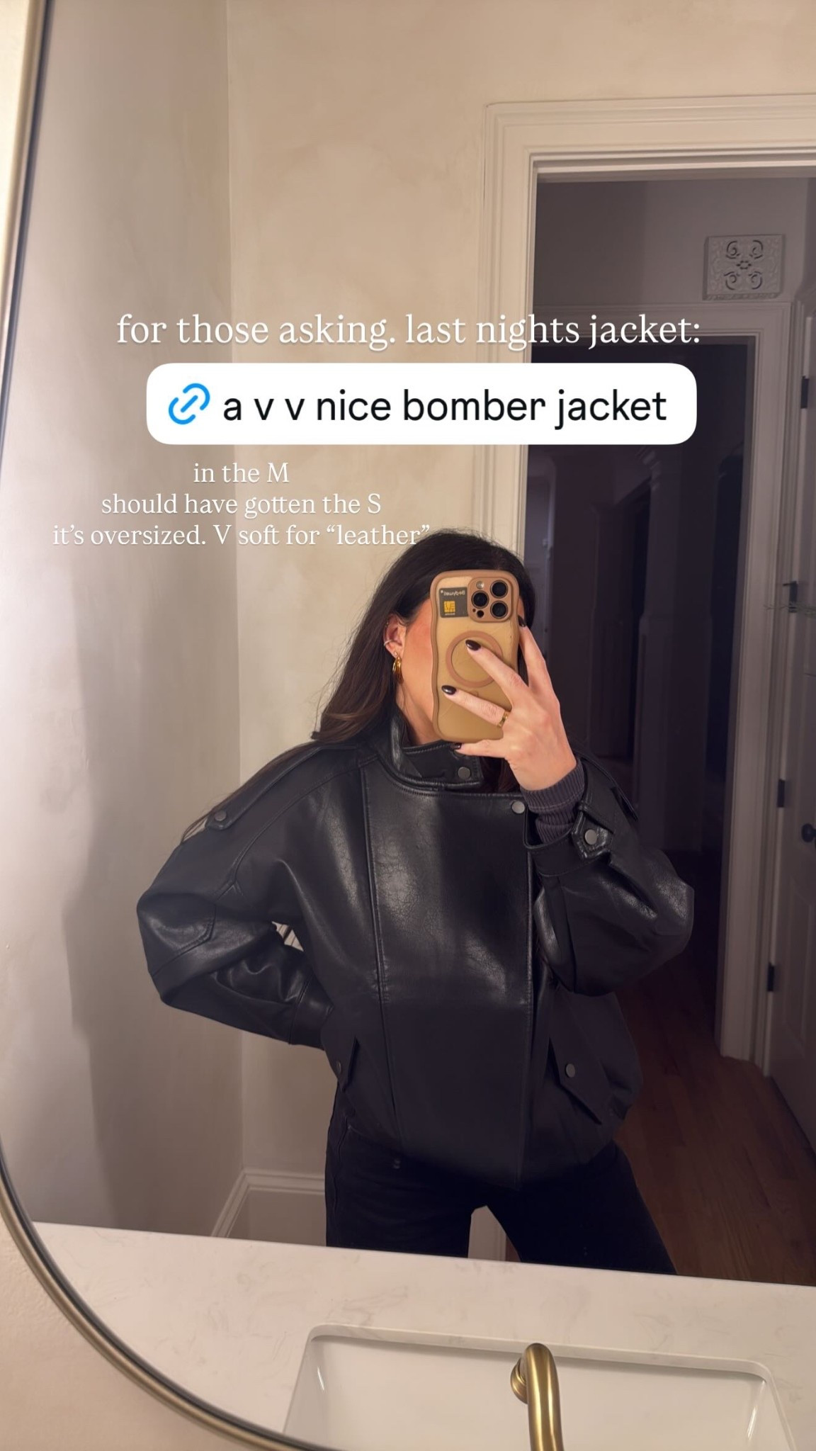 for those asking. last nights jacket: in the M 
should have gotten the S
it’s oversized. V soft for “leather”