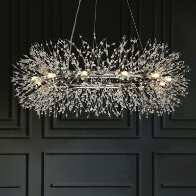 ALOADECOR Stainless Steel Crystal Firework Chandelier 12-lights Round Pendant Ceiling Lighting in Chrome | Target